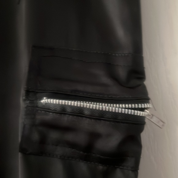 Black, satin cropped pants. - Picture 6 of 10